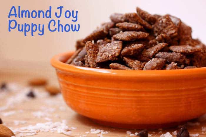 Almond Joy Puppy Chow orange bowl horizontal Almond Joy Puppy Chow orange bowl horizontal