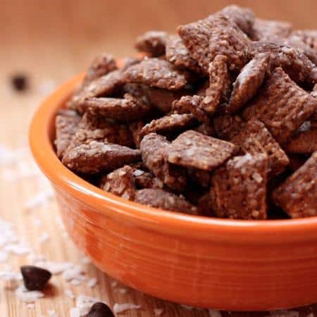 Almond Joy Puppy Chow orange bowl side 1.jpg Almond Joy Puppy Chow orange bowl side 1