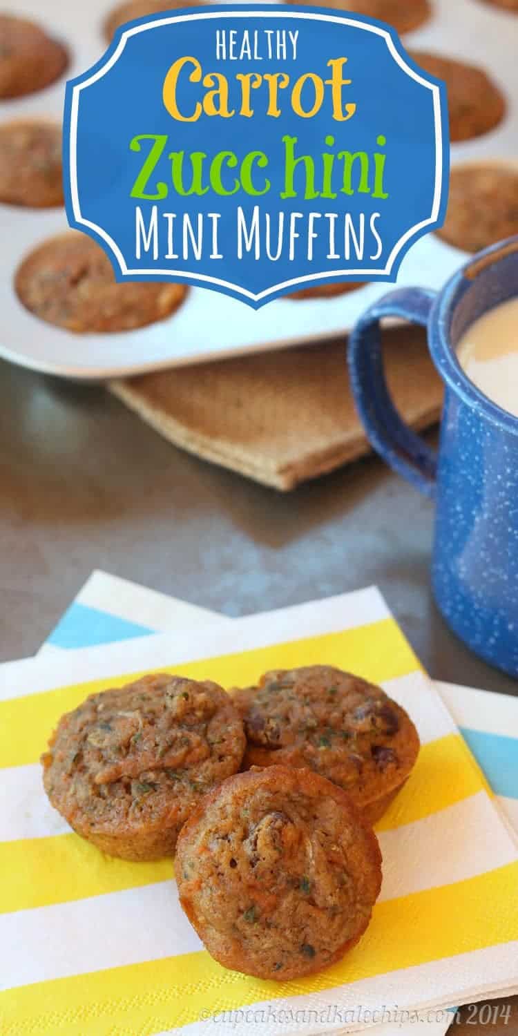 Healthy Snacks: Carrot Zucchini Whole Wheat Mini Muffins 