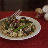 Asparagus and Mushroom Millet Pilaf with mushrooms