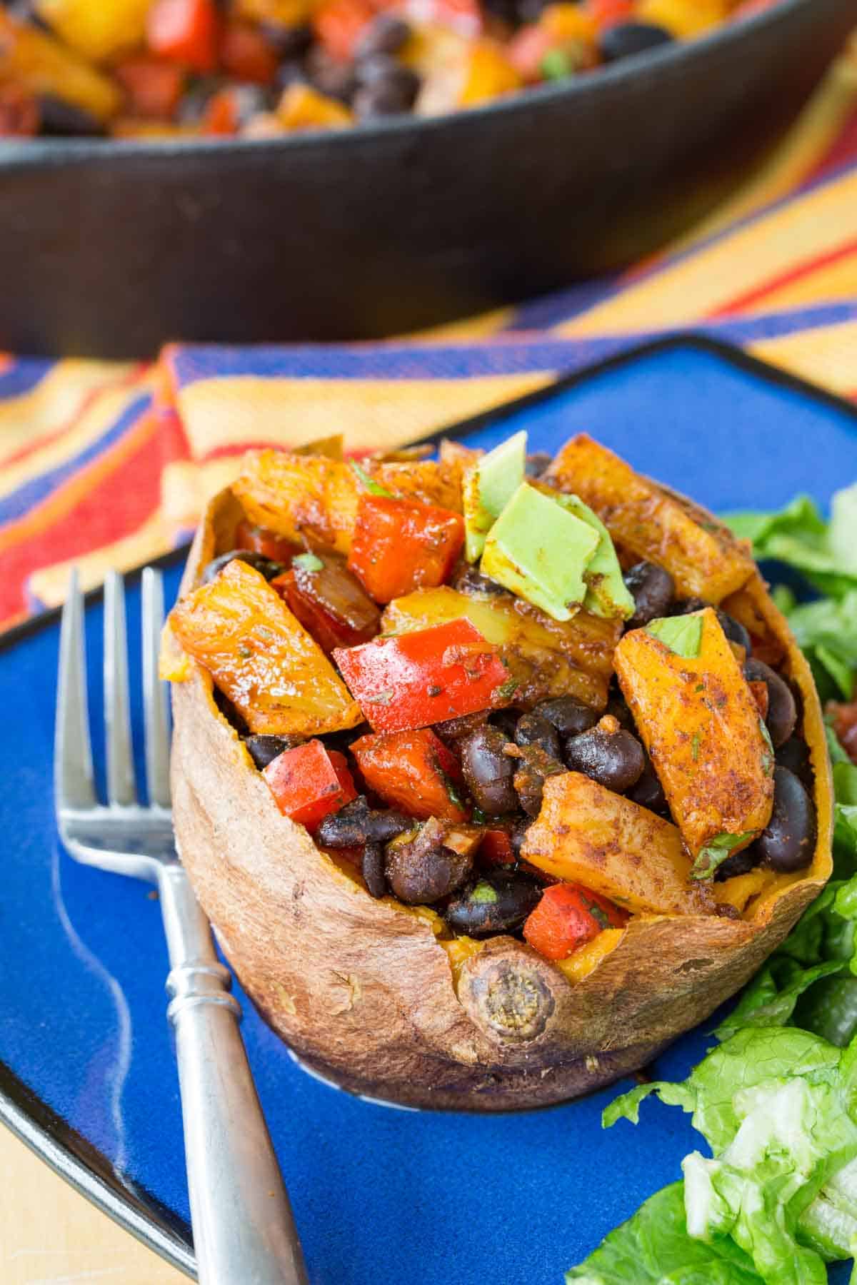 Mexican Pineapple Black Bean Stuffed Baked Sweet Potatoes - Cupcakes ...