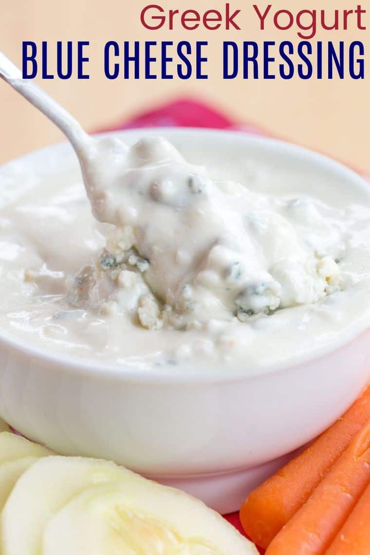 Greek Yogurt Blue Cheese Dressing Recipe Image with title