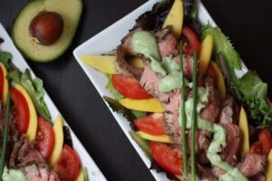 Grilled Steak Salad with Avocado Buttermilk Ranch from top