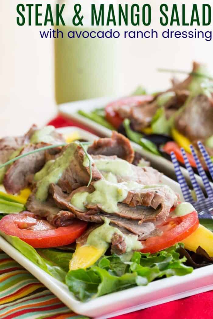 Steak Mango Salad Recipe Image with Title