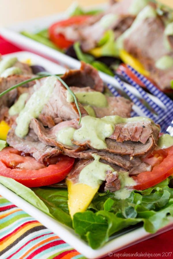 Grilled Steak Mango Salad with Avocado Buttermilk Ranch Dressing Cupcakes & Kale Chips