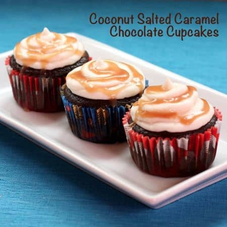 Coconut Salted Caramel Chocolate Cupcakes (flourless, with a secret ingredient!) | cupcakesandkalechips.com | #glutenfree