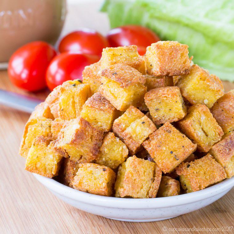 A heaping bowl of polenta croutons