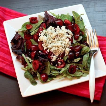 Cherry (or Berry or Peach or...) & Blue (or Feta or Goat or…) Cheese Salad | cupcakesandkalechips.com | A basic formula for a simple #summer #lunch #salad