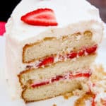 slice of strawberries and cream cake