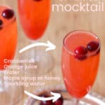 Cranberry Sparkler Mocktail image with title and Ingredients