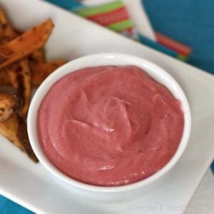 Cranberry dijon dipping sauce is a creamy, homemade condiment, loaded with tangy cranberry flavor. Perfect for dipping, it also makes a delicious sandwich spread! | cupcakesandkalechips.com