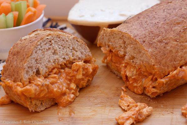Buffalo Chicken Sloppy Sandwiches (and 3 variations) - feed the entire offensive line with these monster sammies | cupcakesandkalechips.com | #sandwich #tailgate #football #tailgaterecipes #buffalochicken