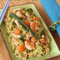 Cauliflower fried rice with fresh vegetables.