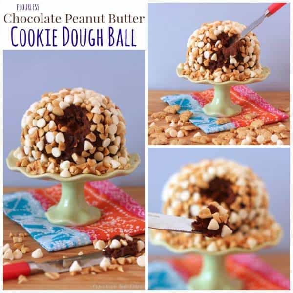 Chocolate Peanut Butter Cookie Dough Ball - this indulgent treat is actually healthy and packed with protein and fiber because of a secret ingredient that makes it gluten free and grain free. You can easily make it vegan too! | cupcakesandkalechips.com