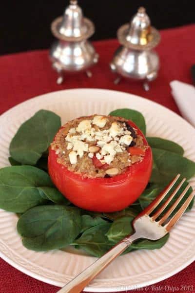Mediterranean Quinoa Stuffed Tomatoes Cupcakes and Kale Chips