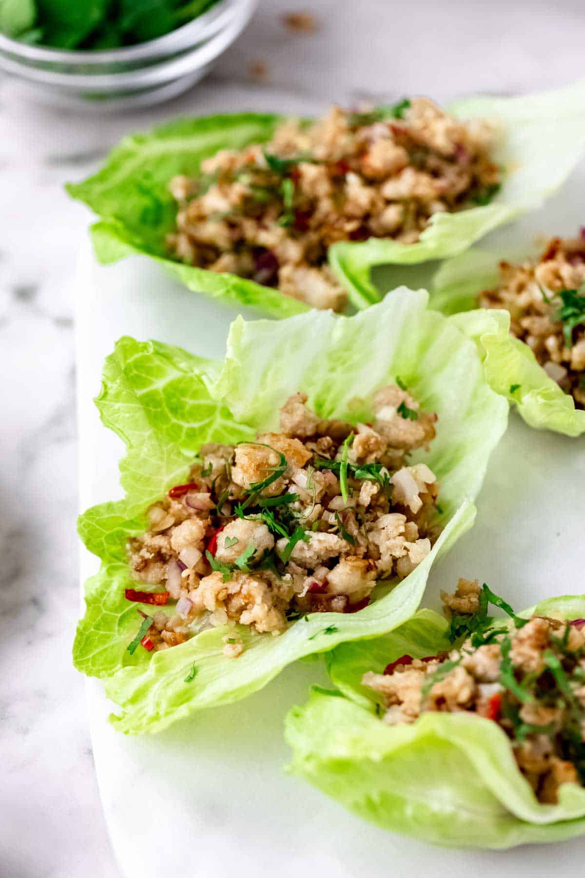 Thai-Style Minced Chicken Lettuce Cups - Once Upon a Chef