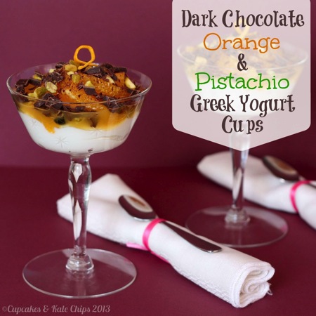 Dark Chocolate, Orange & Pistachio Greek Yogurt Cups | cupcakesandkalechips.com #greekyogurt #chocolate