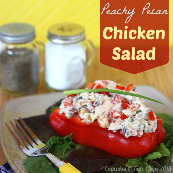 Peachy Pecan Chicken Salad | cupcakesandkalechips.com #glutenfree @Chobani #greekyogurt #chickensalad