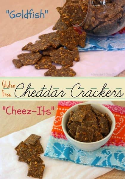 {Gluten Free} Cheddar Crackers are a snack you can feel really good about giving your kids - protein, fiber, omega 3's. And cheese! | cupcakesandkalechips.com #glutenfree #backtoschoolweek #crackers