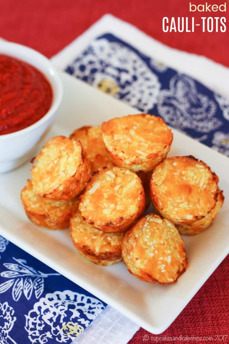 Baked Cauli Tots - cauliflower tots are the healthy, veggie-packed alternative to tater tots for a kid-friendly side dish recipe. Plus get pro tips for perfect tots every time. #cupcakesandkalechips #cauliflower #cauliflowertots #glutenfree #vegetables #sidedish