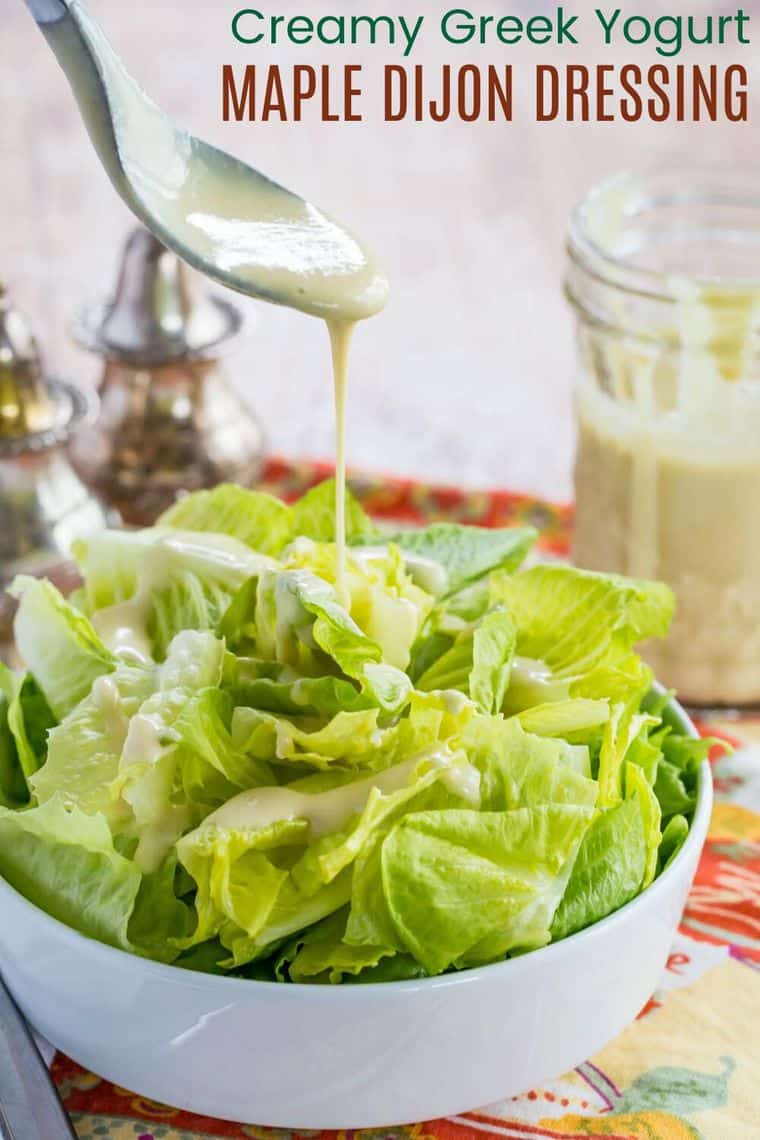 Creamy Greek Yogurt Maple Dijon Salad Dressing Recipe Image with title