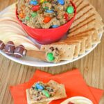 Edible Cookie Dough with M&M's and chocolate chips serve with apples and graham crackers
