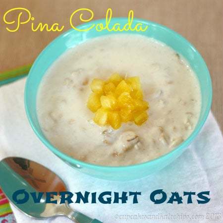 Pina Colada Overnight Oats | cupcakesandkalechips.com | #pinacolada #overnightoats #glutenfree #oatmeal #breakfast