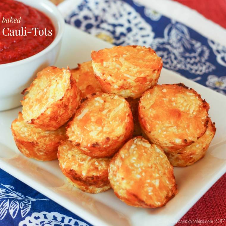 Baked CauliTots {Healthy Tater Tots} Cupcakes & Kale Chips