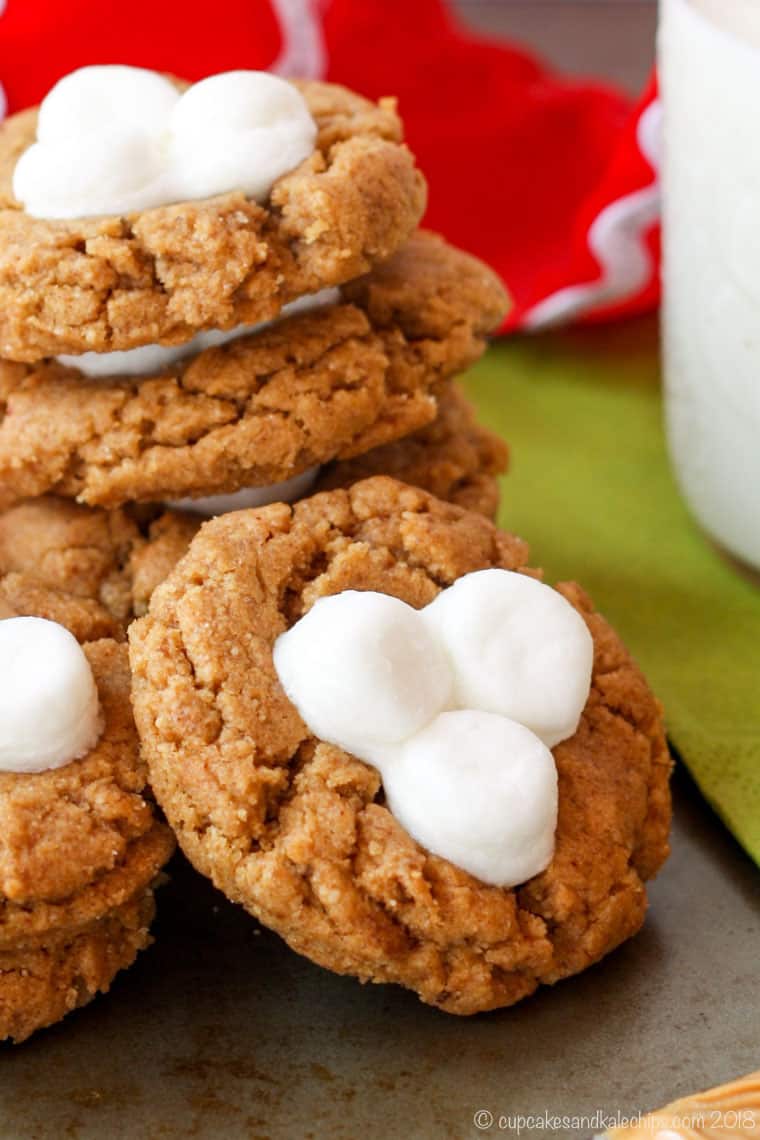 Flourless Peanut Butter Cookies with Marshmallow Thumbprints