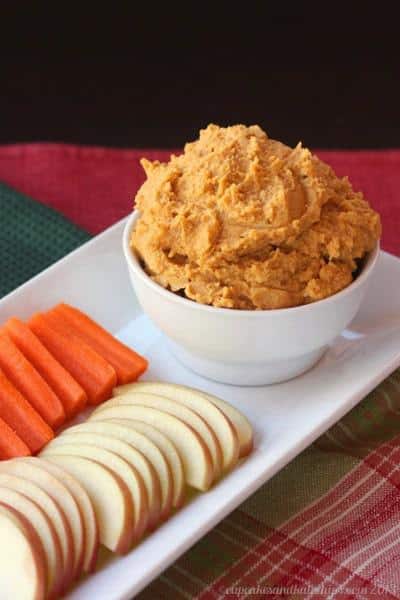 Maple Walnut Sweet Potato Hummus makes a great appetizer or snack