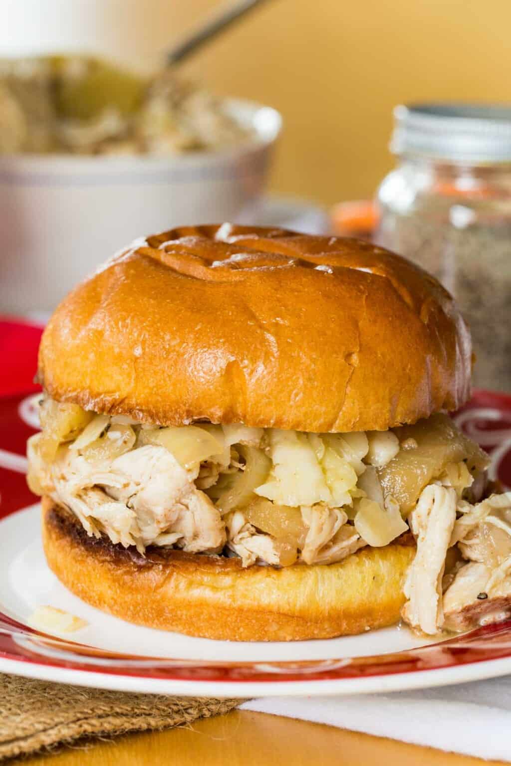 Apple Cider Chicken Sandwiches Crockpot or Instant Pot Recipe!