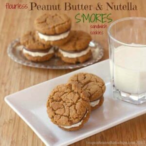 Flourless Peanut Butter Nutella S'mores Sandwich Cookies | cupcakesandkalechips.com