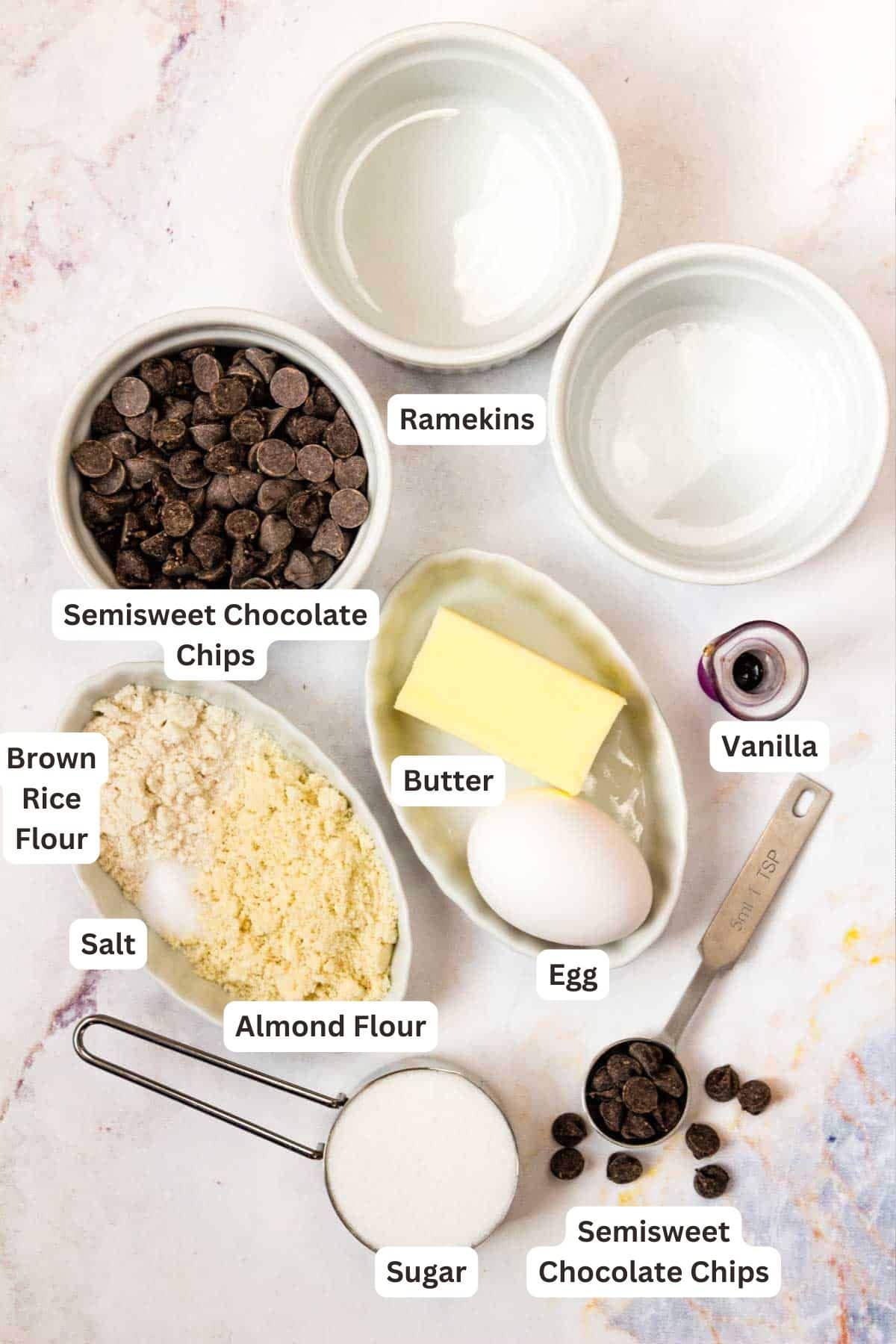 Ingredients for Gluten Free Brownie in a Mug.