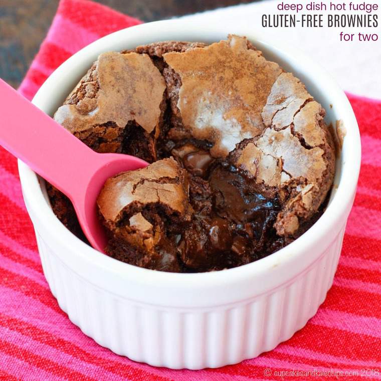 Deep Dish Hot Fudge Gluten Free Brownies for Two Cupcakes & Kale Chips