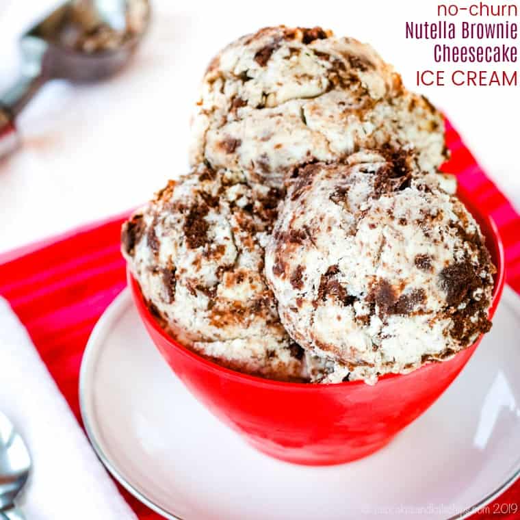 Nutella Brownie Cheesecake No Churn Ice Cream