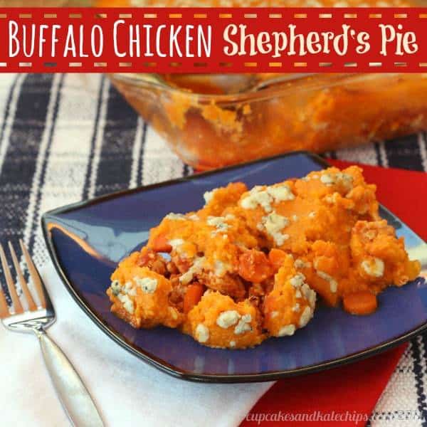 Buffalo Chicken Shepherd's Pie | cupcakesandkalechips.com | Buffalo Chicken | Sweet Potatoes | Shepherd's Pie