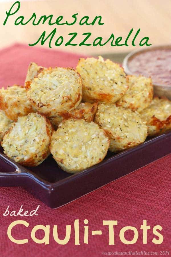 Parmesan Mozzarella Baked Cauli-Tots (aka Pizza-Tots) | cupcakesandkalechips.com | #cauliflower #glutenfree #sidedish #vegetables