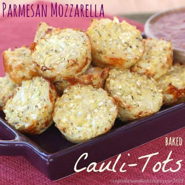 Parmesan Mozzarella Baked Cauli-Tots (aka Pizza-Tots) | cupcakesandkalechips.com | #cauliflower #glutenfree #sidedish #vegetables