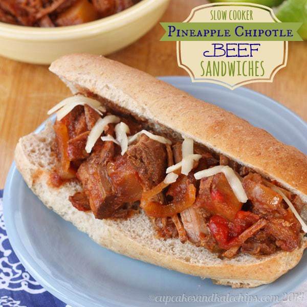 Slow Cooker Pineapple Chipotle Beef Sandwiches | cupcakesandkalechips.com | #slowcooker #crockpot