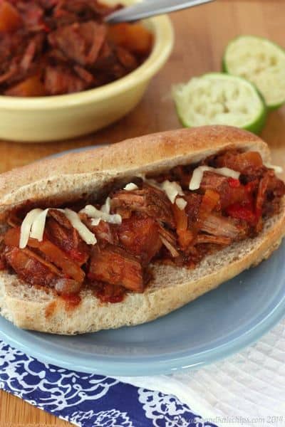 Slow Cooker Pineapple Chipotle Beef Sandwiches | cupcakesandkalechips.com | #slowcooker #crockpot