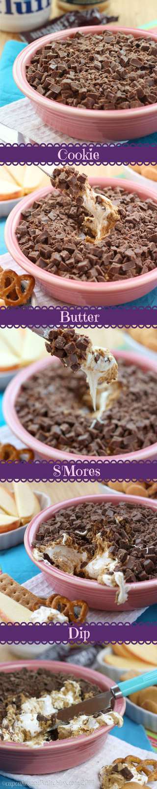 Cookie Butter S'Mores Dip - marshmallow and chocolate, swirled with Biscoff or Speculoos spread is an ooey gooey dessert dip! Who needs a campfire? | cupcakesandkalechips.com