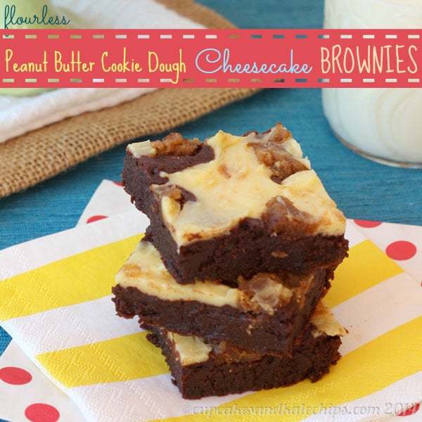 Flourless Peanut Butter Cookie Dough Cheesecake Brownies | cupcakesandkalechips.com | #glutenfree #dessert #chocolate