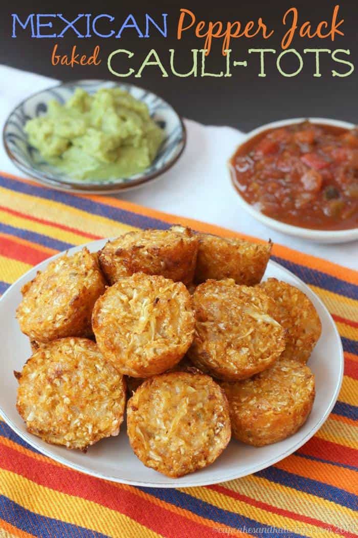 Mexican Pepper Jack Baked Cauli-Tots | cupcakesandkalechips.com | #cauliflower #glutenfree #vegetarian #tatertots 