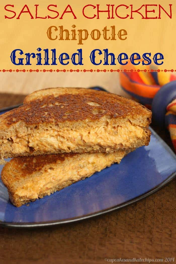 Salsa Chicken Chipotle Grilled Cheese Sandwich | cupcakesandkalechips.com | grilled cheese | Cinco de Mayo | grilledcheesemonth