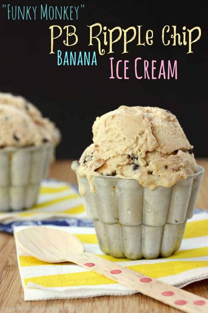 "Funky Monkey" PB Ripple Chip Banana Ice Cream - it's easy to make the best ice cream ever for peanut butter and chocolate lovers! | cupcakesandkalechips.com 