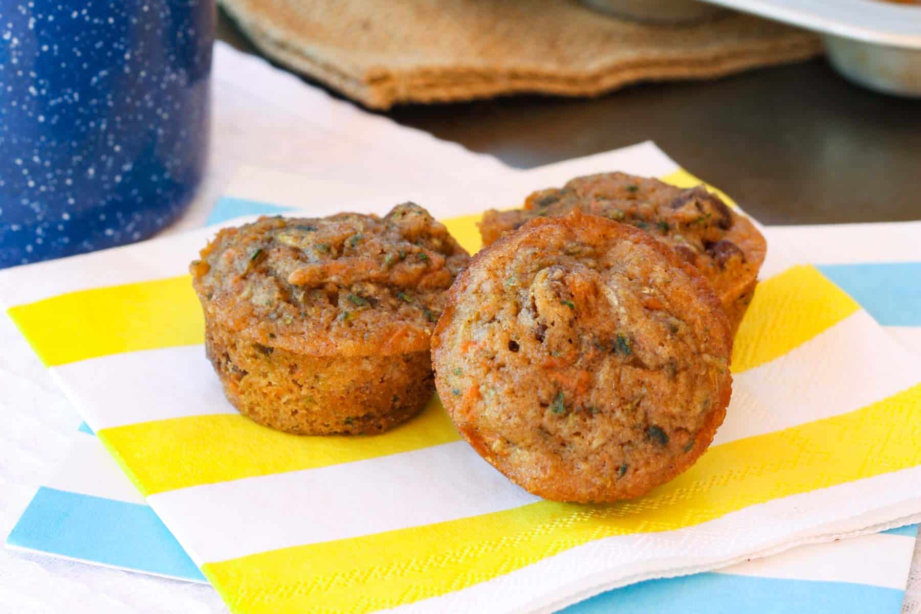 Healthy Carrot Zucchini Muffins are sweet, moist, and bite-sized. 
