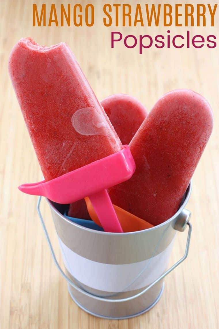 Mango Strawberry Popsicles Recipe Image with Title