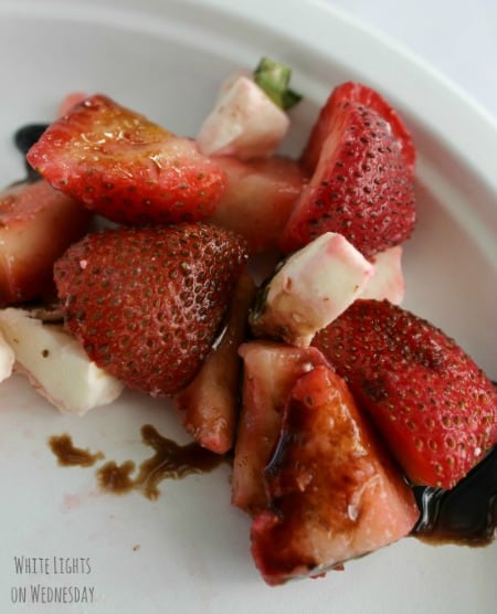 Strawberry Caprese Salad in a bowl