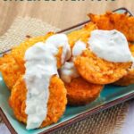 Buffalo cauliflower tots drizzle with blue cheese dressing