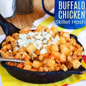 Buffalo Chicken Skillet Hash recipe featured image with title